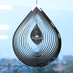 PESTEZE® Large Water Droplet Stainless Steel Highly Reflective Decorative 3D Wind Spinner for Repelling Unwanted Birds & Critters. 9 x 15 Inch Premium Shiny, Beautiful, Long Lasting & Durable Bird Repellent.