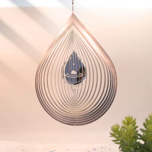 PESTEZE® Large Water Droplet Stainless Steel Highly Reflective Decorative 3D Wind Spinner for Repelling Unwanted Birds & Critters. 9 x 15 Inch Premium Shiny, Beautiful, Long Lasting & Durable Bird Repellent.