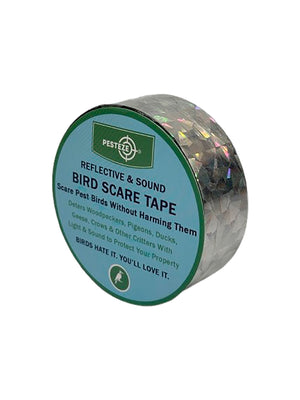 PESTEZE® Holographic Dual Sided Reflective & Sound Bird Scare Tape [1 Inch x 295 ft] Use in Yards & Farms to Protect Vegetables, Fruits, Crops & Buildings from Pest Birds & Critters without Harming them