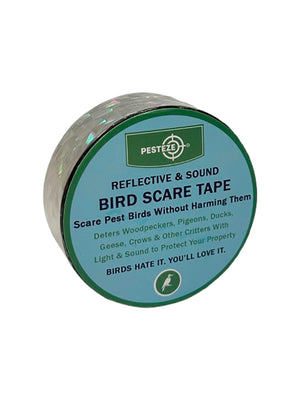 PESTEZE® Holographic Dual Sided Reflective & Sound Bird Scare Tape [1 Inch x 295 ft] Use in Yards & Farms to Protect Vegetables, Fruits, Crops & Buildings from Pest Birds & Critters without Harming them