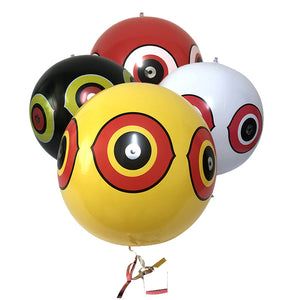 PESTEZE® Large 15" Yellow, Red, White & Black Bird Scare-Eye Balloon Deterrents [4 Pack Multi-Color] Repels Unwanted Pest Birds like Pigeons, Gulls, Geese & Critters from Pools & Yards Without Harming Them To Protect Property