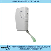 PESTEZE® Portable Battery Ultrasonic Dog Trainer, Personal Siren & Flashlight. Mayu also be used to Deter Unwanted Dogs to Protect Yourself & Family without Disturbing People - Pesteze