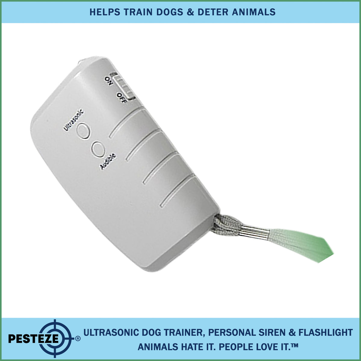 PESTEZE® Portable Battery Ultrasonic Dog Trainer, Personal Siren & Flashlight. Mayu also be used to Deter Unwanted Dogs to Protect Yourself & Family without Disturbing People - Pesteze