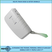 PESTEZE® Portable Battery Ultrasonic Dog Trainer, Personal Siren & Flashlight. Mayu also be used to Deter Unwanted Dogs to Protect Yourself & Family without Disturbing People - Pesteze