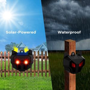 2 Pack PESTEZE® Reusable Solar Nocturnal Animal Repeller. Flickering Red Light Deters Unwanted Animals like Skunk, Deer, Coyote, Fox, Wolf, Rabbitt, Raccoon & Birds to Protect Property & Livestock