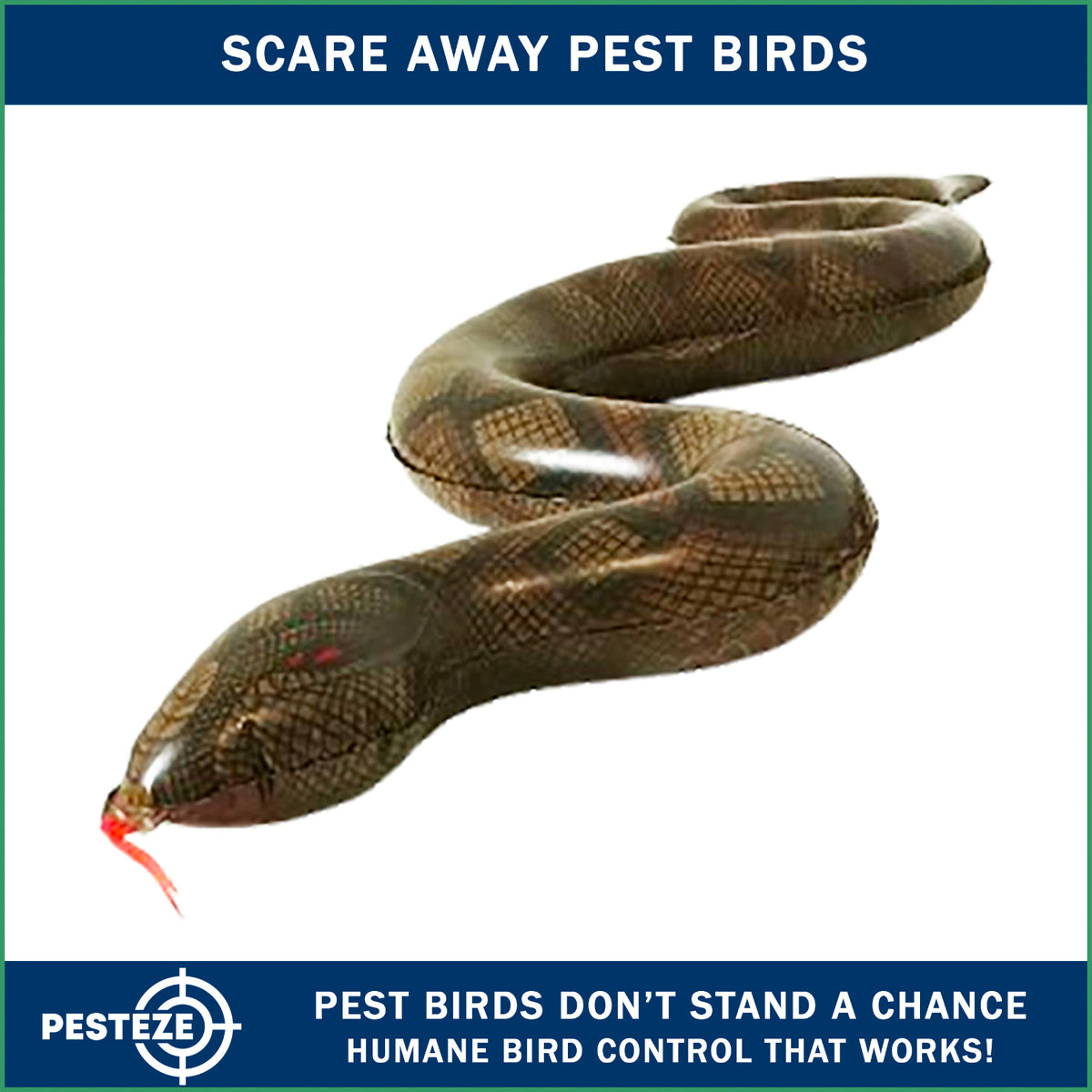 PESTEZE® USA Brown 39 Inch Realistic Inflatable Snakes [1 Pack] Repels Pest Birds Like Woodpeckers, Sparrows, Pigeons, Crows, Gulls & Critters from Pools & Yards Without Harming Them to Protect Property