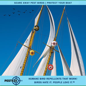 PESTEZE® Large 15" Yellow, Red, White & Black Bird Scare-Eye Balloon Deterrents [4 Pack Multi-Color] Repels Unwanted Pest Birds like Pigeons, Gulls, Geese & Critters from Pools & Yards Without Harming Them To Protect Property