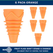 BUGEZE® USA Reusable Fruit Fly Trap for Indoors – Natural Bottle Top Gnat Trap for Kitchen & Home, Durable Indoor Fruit Fly Catcher for Counters, Pantry & Sink Areas [6 Pack Orange]