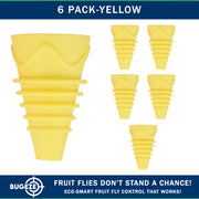 BUGEZE® USA Reusable Fruit Fly Trap for Indoors – Natural Bottle Top Gnat Trap for Kitchen & Home, Durable Indoor Fruit Fly Catcher for Counters, Pantry & Sink Areas [6 Pack Yellow]