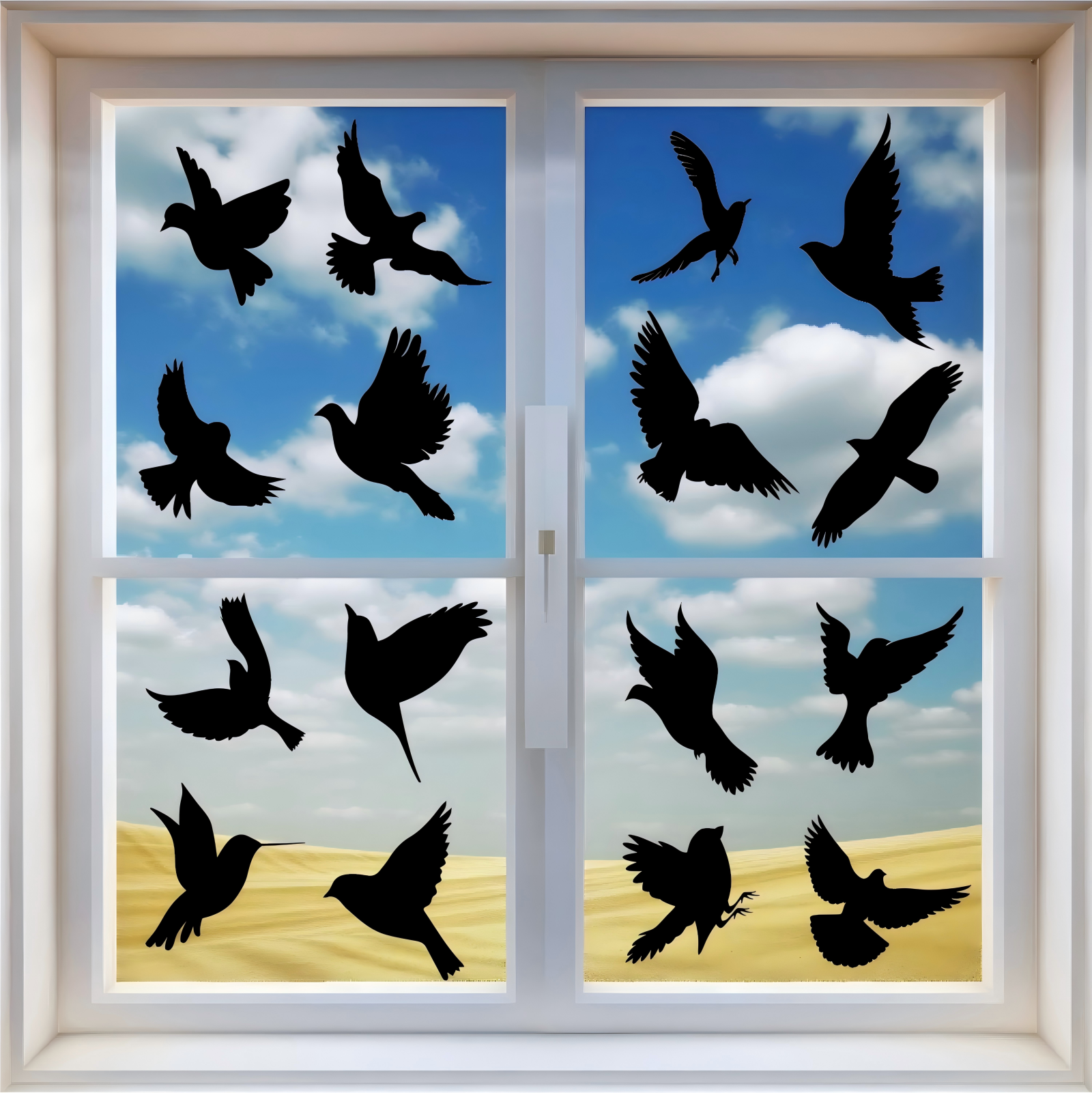 PESTEZE® Black Hummingbirds Anti Strike Static Cling Decals for Windows to Prevent Wild Bird Collisions [37 Decals/9 Pages] Bird Alert Window Decals Save Birds from Window Strikes & Help them Soar