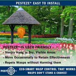 2 Pack PESTEZE® Cloth Waterproof Hanging Wasp Nest Decoy [11.8 x 8.6 Inch] Deters Several  Wasp, Hornet & Yellow Jacket Species by Simulating Enemy Hives.