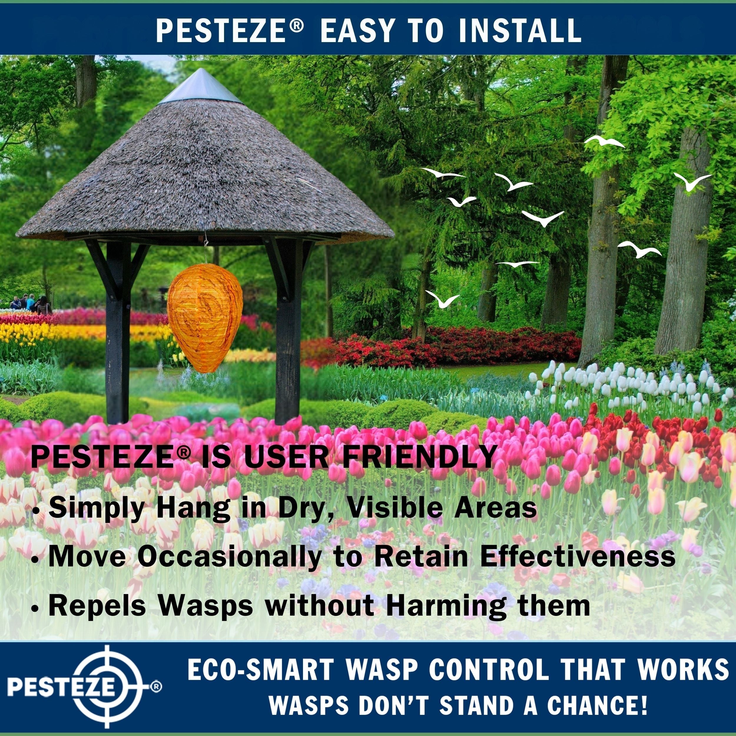 2 Pack PESTEZE® Cloth Waterproof Hanging Wasp Nest Decoy [11.8 x 8.6 Inch] Deters Several  Wasp, Hornet & Yellow Jacket Species by Simulating Enemy Hives.