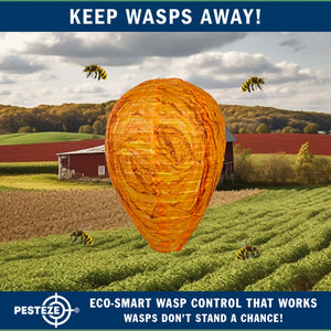 2 Pack PESTEZE® Cloth Waterproof Hanging Wasp Nest Decoy [11.8 x 8.6 Inch] Deters Several  Wasp, Hornet & Yellow Jacket Species by Simulating Enemy Hives.