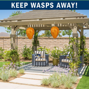 2 Pack PESTEZE® Cloth Waterproof Hanging Wasp Nest Decoy [11.8 x 8.6 Inch] Deters Several  Wasp, Hornet & Yellow Jacket Species by Simulating Enemy Hives.