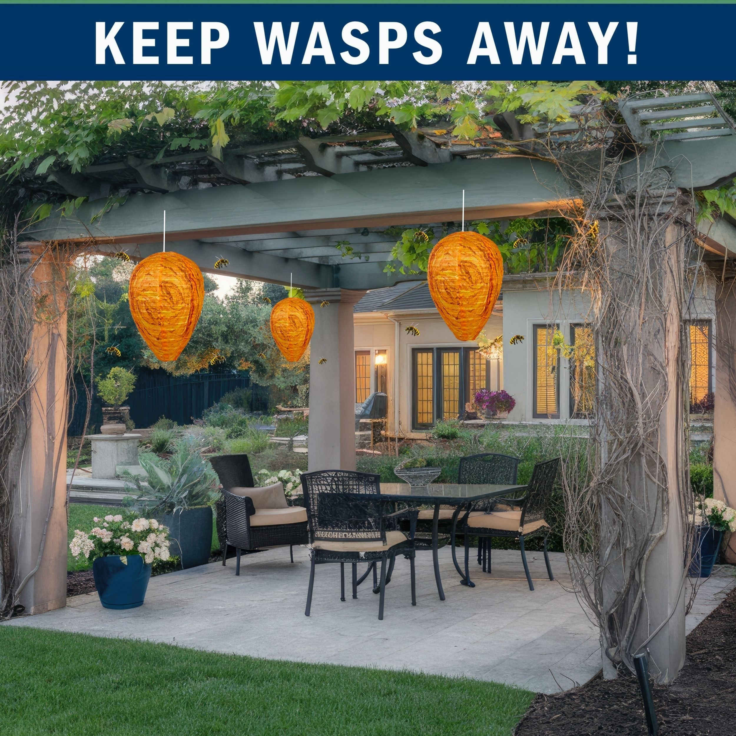 2 Pack PESTEZE® Cloth Waterproof Hanging Wasp Nest Decoy [11.8 x 8.6 Inch] Deters Several  Wasp, Hornet & Yellow Jacket Species by Simulating Enemy Hives.