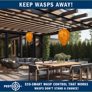 2 Pack PESTEZE® Cloth Waterproof Hanging Wasp Nest Decoy [11.8 x 8.6 Inch] Deters Several  Wasp, Hornet & Yellow Jacket Species by Simulating Enemy Hives.