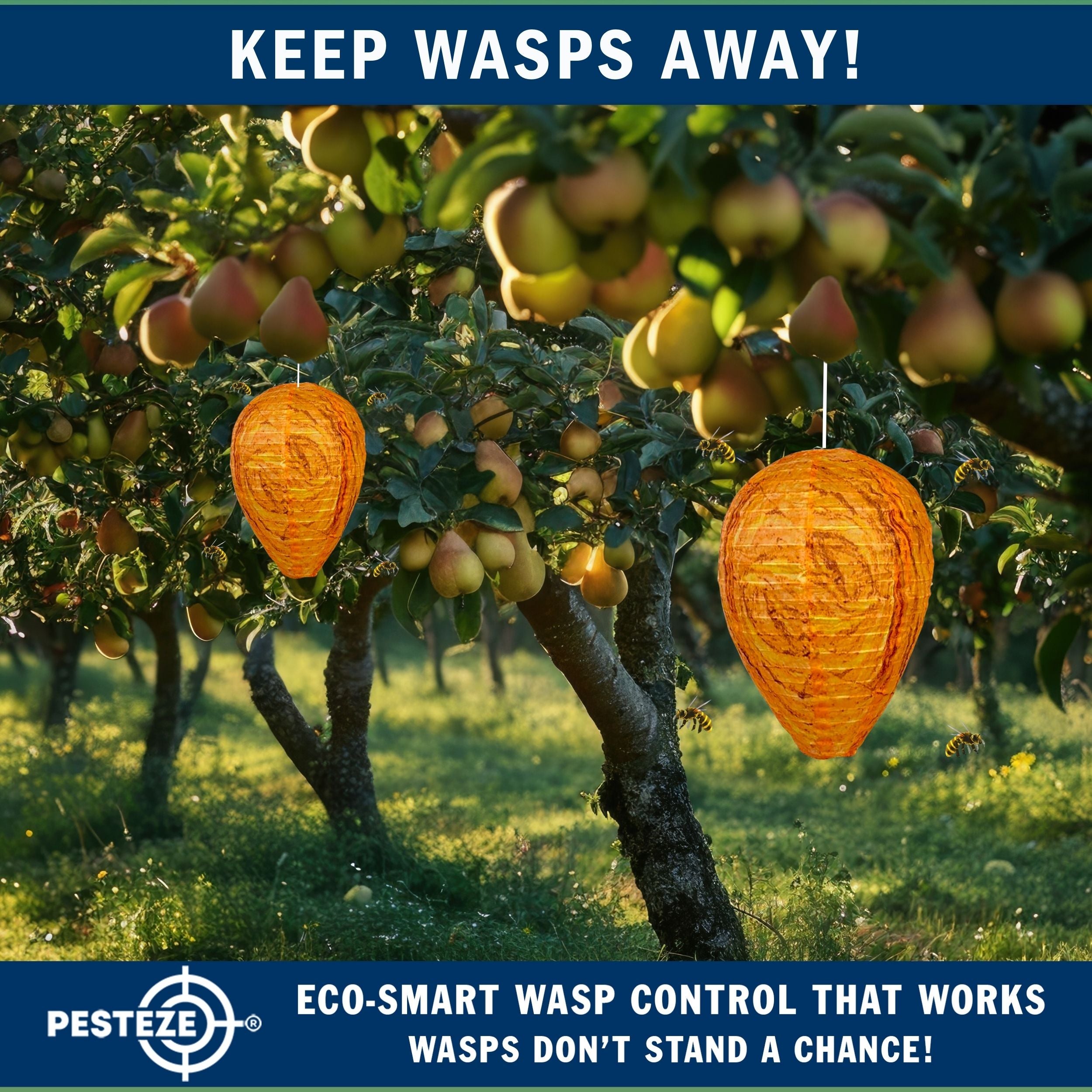 2 Pack PESTEZE® Cloth Waterproof Hanging Wasp Nest Decoy [11.8 x 8.6 Inch] Deters Several  Wasp, Hornet & Yellow Jacket Species by Simulating Enemy Hives.