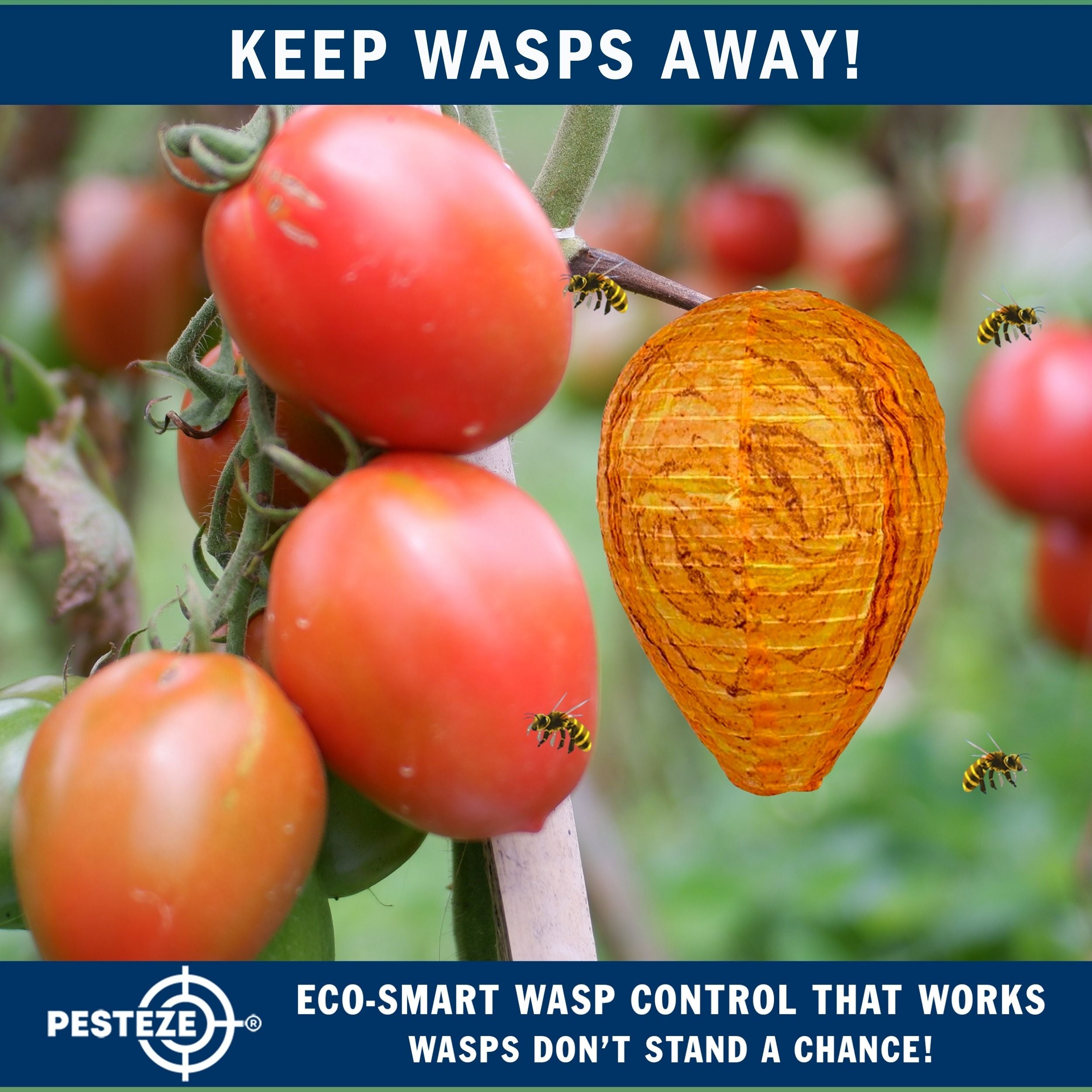 2 Pack PESTEZE® Cloth Waterproof Hanging Wasp Nest Decoy [11.8 x 8.6 Inch] Deters Several  Wasp, Hornet & Yellow Jacket Species by Simulating Enemy Hives.