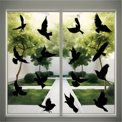 PESTEZE® Black Hummingbirds Anti Strike Static Cling Decals for Windows to Prevent Wild Bird Collisions [37 Decals/9 Pages] Bird Alert Window Decals Save Birds from Window Strikes & Help them Soar
