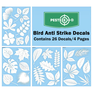 PESTEZE® UV Reflective Leaf Medley Anti Strike Static Cling Decals for Windows to Prevent Wild Bird Collisions [26 Decals/4 Pages] Bird Alert Window Decals Save Birds from Window Strikes & Help them Soar