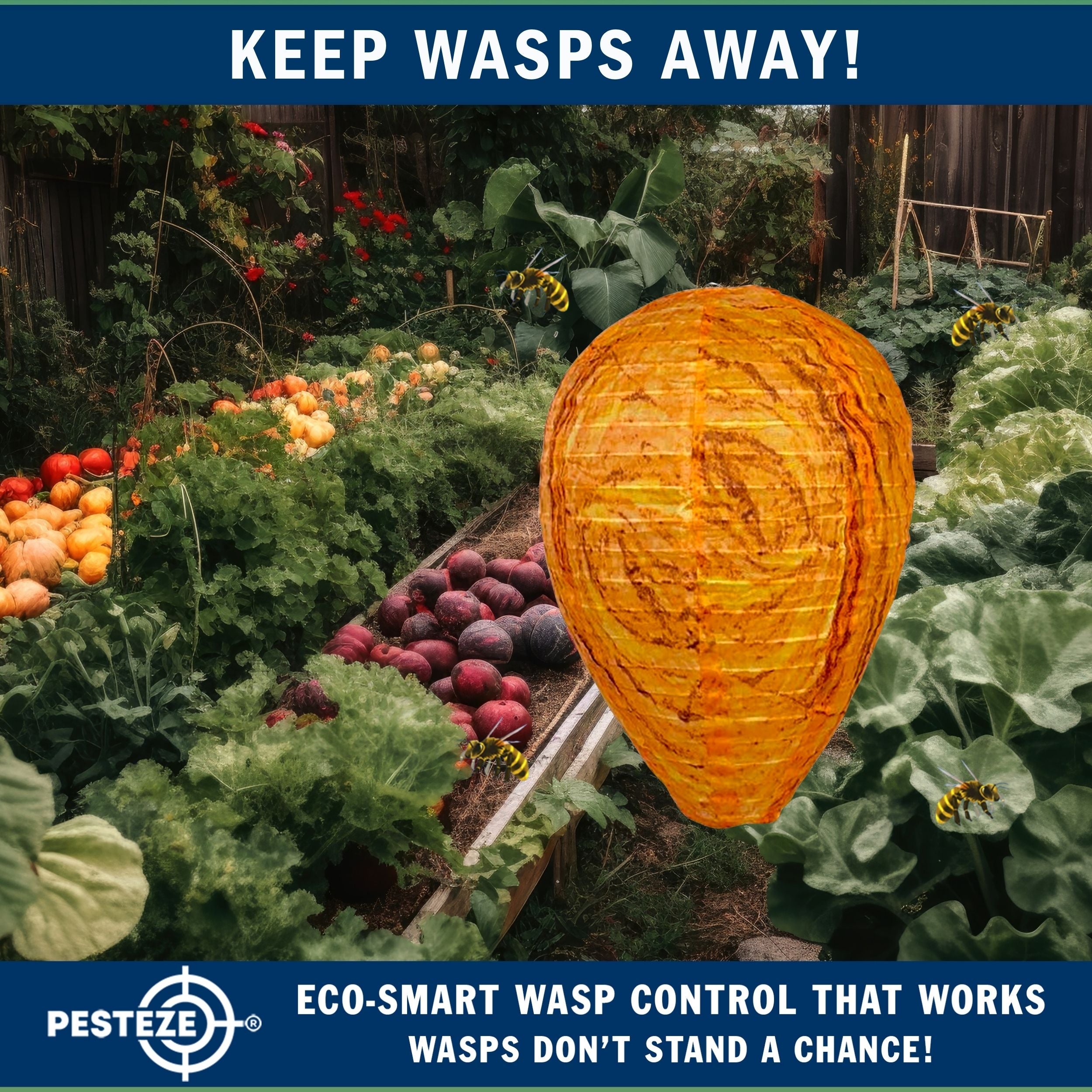 2 Pack PESTEZE® Cloth Waterproof Hanging Wasp Nest Decoy [11.8 x 8.6 Inch] Deters Several  Wasp, Hornet & Yellow Jacket Species by Simulating Enemy Hives.