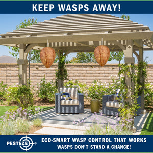 4 Pack PESTEZE® Hanging Wasp Nest Decoy [11.8 x 8.6 Inch] Deters Several  Wasp, Hornet & Yellow Jacket Species without Harsh Chemicals by Simulating Enemy Hives.