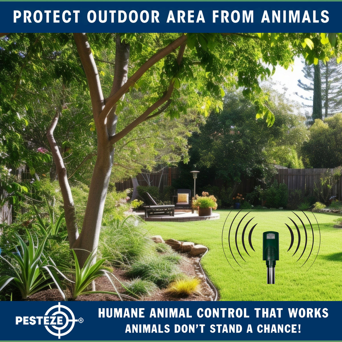 PESTEZE® Battery Bird Sound Repeller. Detects & Deters Pest Birds with Predator Sounds without Harming them to Protect Property. Use to Repel Woodpeckers, Pigeons, Crows, Ducks, Geese & Critters - Pesteze
