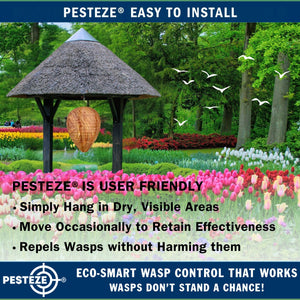 1 Pack PESTEZE® Hanging Wasp Nest Decoy [11.8 x 8.6 Inch] Deters Several  Wasp, Hornet & Yellow Jacket Species without Harsh Chemicals by Simulating Enemy Hives.