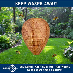 4 Pack PESTEZE® Hanging Wasp Nest Decoy [11.8 x 8.6 Inch] Deters Several  Wasp, Hornet & Yellow Jacket Species without Harsh Chemicals by Simulating Enemy Hives.