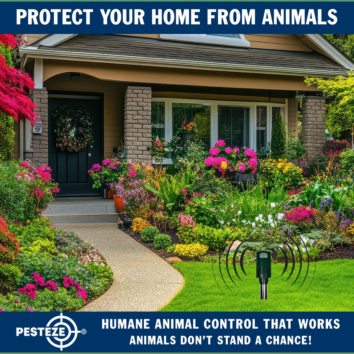 PESTEZE® Battery Bird Sound Repeller. Detects & Deters Pest Birds with Predator Sounds without Harming them to Protect Property. Use to Repel Woodpeckers, Pigeons, Crows, Ducks, Geese & Critters - Pesteze