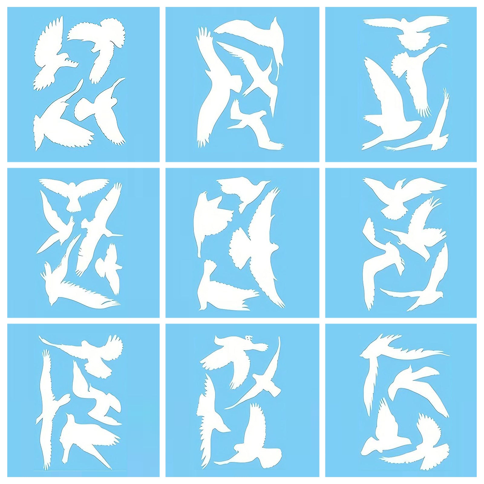 PESTEZE® White Hummingbirds Anti Collision Static Cling Decals for Windows to Prevent Wild Bird Strikes [37 Decals/9 Pages] Bird Alert Window Decals Save Birds from Window Strikes & Help them Soar
