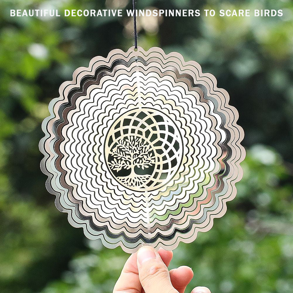PESTEZE® Tree of Life Stainless Steel Highly Reflective Decorative 3D Wind Spinner for Deterring Unwanted Pest Birds & Critters. 6 x 9 Inch Premium Shiny, Beautiful, Everlasting & Sturdy Bird Control