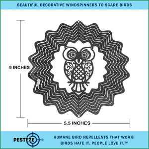 PESTEZE® Hummingbird Stainless Steel Highly Reflective Decorative 3D Wind Spinner for Deterring Unwanted Pest Birds & Critters. 5 X 8 Inch Premium Shiny, Beautiful, Long Lasting & Humane Bird Repellent