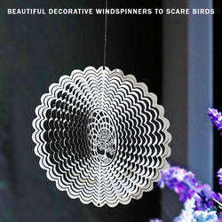 PESTEZE® Tree of Life Stainless Steel Highly Reflective Decorative 3D Wind Spinner for Deterring Unwanted Pest Birds & Critters. 6 x 9 Inch Premium Shiny, Beautiful, Everlasting & Sturdy Bird Control