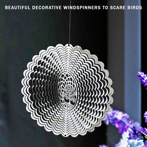 PESTEZE® Tree of Life Stainless Steel Highly Reflective Decorative 3D Wind Spinner for Deterring Unwanted Pest Birds & Critters. 6 x 9 Inch Premium Shiny, Beautiful, Everlasting & Sturdy Bird Control