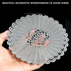 PESTEZE® Tree of Life Stainless Steel Highly Reflective Decorative 3D Wind Spinner for Deterring Unwanted Pest Birds & Critters. 6 x 9 Inch Premium Shiny, Beautiful, Everlasting & Sturdy Bird Control