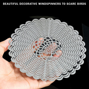 PESTEZE® Tree of Life Stainless Steel Highly Reflective Decorative 3D Wind Spinner for Deterring Unwanted Pest Birds & Critters. 6 x 9 Inch Premium Shiny, Beautiful, Everlasting & Sturdy Bird Control
