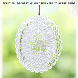 PESTEZE® Tree of Life Stainless Steel Highly Reflective Decorative 3D Wind Spinner for Deterring Unwanted Pest Birds & Critters. 6 x 9 Inch Premium Shiny, Beautiful, Everlasting & Sturdy Bird Control