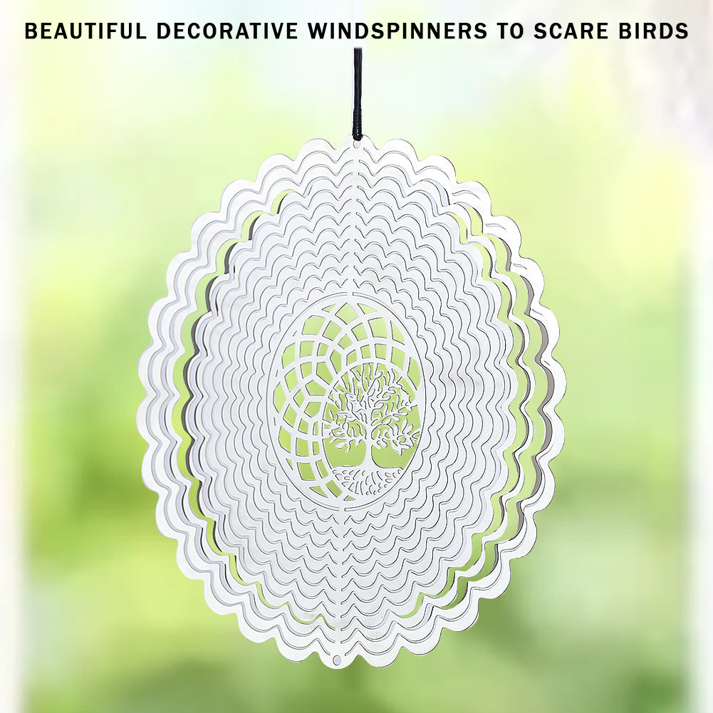 PESTEZE® Tree of Life Stainless Steel Highly Reflective Decorative 3D Wind Spinner for Deterring Unwanted Pest Birds & Critters. 6 x 9 Inch Premium Shiny, Beautiful, Everlasting & Sturdy Bird Control