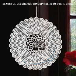 PESTEZE® Tree of Life Stainless Steel Highly Reflective Decorative 3D Wind Spinner for Deterring Unwanted Pest Birds & Critters. 6 x 9 Inch Premium Shiny, Beautiful, Everlasting & Sturdy Bird Control