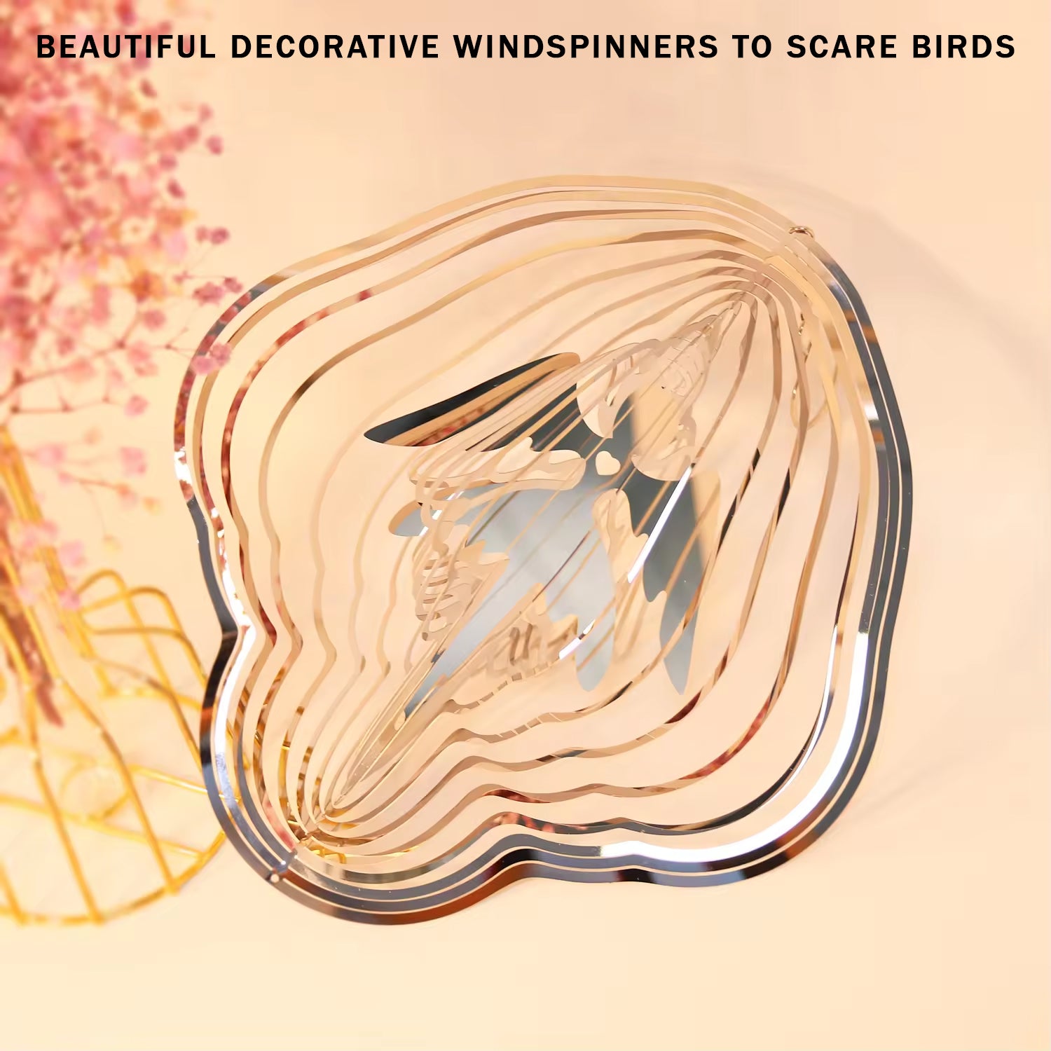 PESTEZE® Large Angel Stainless Steel Highly Reflective Decorative 3D Wind Spinner for Repelling Unwanted Birds & Critters. 11 x15  Inch Premium Shiny, Beautiful & Everlasting Bird Repellent.