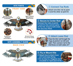 PESTEZE® USA Huge Blue Eagle [63x29 Inch]. EZ & Fun to Fly. Also provides Humane Bird Deterrence in Yards & Farms. Protects Vegetables, Fruits & Crops from Pest Birds & Critters