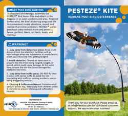 PESTEZE® USA Huge Blue Eagle Kite [63x29 Inch Kite with 13 Ft Flagpole] Provides Humane Bird Deterrence in Yards & Farms. Protects Vegetables, Fruits & Crops from Pest Birds & Critters