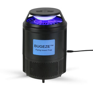 BUGEZE™ Flying Insect Trap for Gnats, Moths, Fruit Flies, Mosquitos & More. Triple Trapping Power with Light, Suction & Glue Trap