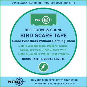 PESTEZE® Dual Sided Holographic Reflective & Sound Bird Scare Tape [2 Inch x 360 ft] Use in Yards & Farms to Protect Vegetables, Fruits, Crops & Buildings from Pest Birds & Critters without Harming them