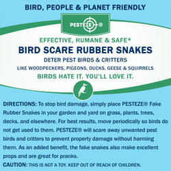 PESTEZE® Brown & Green 39 Inch Realistic Inflatable Snakes [2 Pack] Scares Pest Birds  like Woodpeckers, Sparrows, Pigeons, Crows, Gulls & Critters from Pools & Yards without Harming them to Protect Property