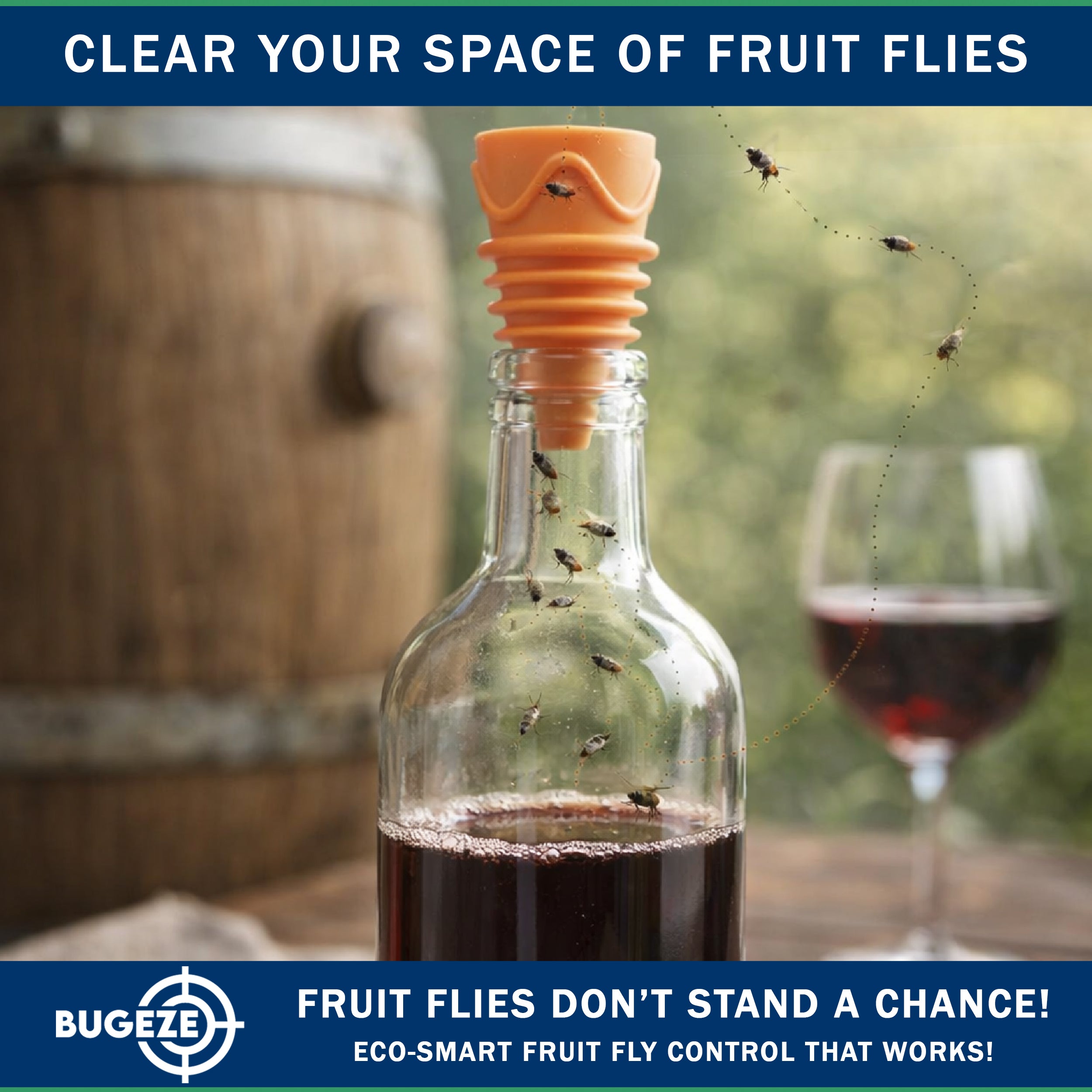 BUGEZE® USA Indoor Fruit Fly Trap for Kitchen – Reusable Bottle Top Gnat Catcher, Natural Fruit Fly Control for Home, Countertop & Pantry Safe [4 Pack -2 Yellow + 2 Orange]
