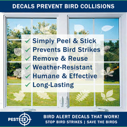 PESTEZE® Colorful Hummingbirds Anti Collision Static Cling Decals for Windows to Prevent Wild Bird Strikes [38 Decals/9 Pages] Bird Alert Window Decals Save Birds from Window Collisions & Help them Soar
