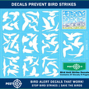 PESTEZE® USA White Hummingbirds Anti Collision Static Cling Decals for Windows to Prevent Wild Bird Strikes [37 Decals/9 Pages] Stickers to Keep Birds Safe from Glass Collisions & Protect Home Windows