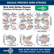 PESTEZE® USA Window Bird Stickers 19 Pack–Rainbow Leaf Medley Static Clings for Windows–Anti-Collision Decal Set to Prevent Wild Birds from Hitting Glass and Reduce Strike Accidents Indoors or Sunrooms